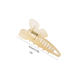 Elegant cream butterfly hair claw clip with matte finish, 9.5cm length for thick hair