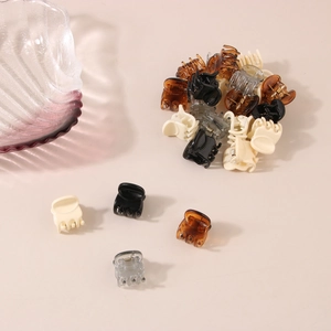 Mini pinces à cheveux de 1,5 cm en acrylique noir et ambre pour coiffage latéral