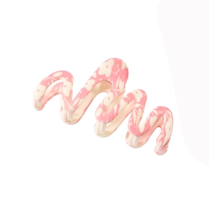 Pince à cheveux fleurie rose et blanche avec design ondulé de style coréen pour femmes