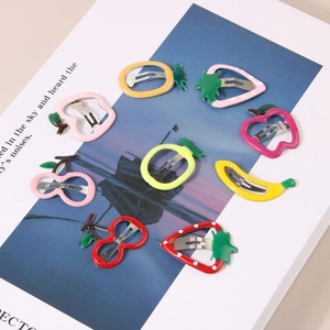 Cute Fruit Metal BB Hair Clips Strawberry Apple Pineapple Cherry Banana Shaped Drip Oil Lacquer Hairpins For Girls Women