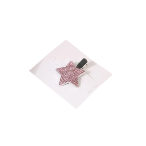 Rosa Strass-Stern-Haarspange im Y2K-Stil auf weißer Karte mit silberner Krokodilklemme