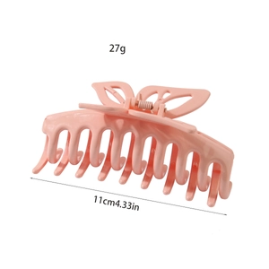 Rosafarbene Schmetterling Haarklammer mit glänzendem Finish und 11cm Größenangaben