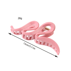 Pince à cheveux rose au design ondulé évidé élégant, longueur 13 cm pour les cheveux épais