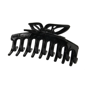 Glänzend schwarze hohle Schmetterlings-Haarklammer mit starkem Halt und Metallfeder