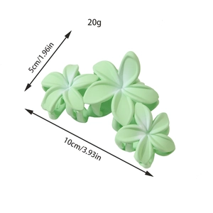 Mint green matte flower hair claw clip for women, 10cm floral design shark clip