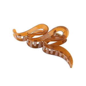 Pince à cheveux irrégulière ondulée en résine ambre translucide pour coiffure femme