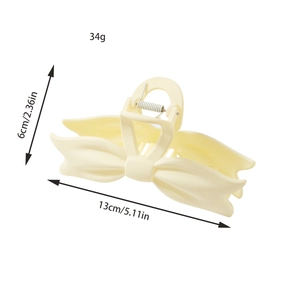 Pinza per capelli a fiocco bianco opaco, grande fermaglio elegante da 13cm per donna