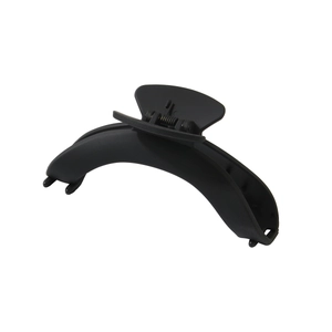 Matte black curved large hair claw clip with strong metal spring on white background