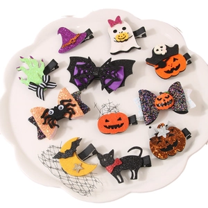 11-piece Halloween hair clip set featuring ghosts, pumpkins and bats for festive styling