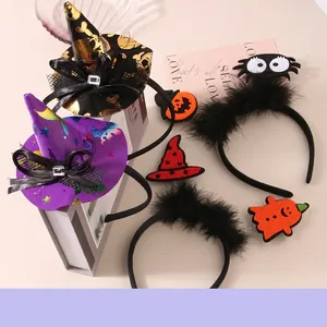 Halloween headband set featuring witch hats, spiders and pumpkins for festive party decoration