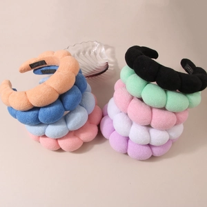 Handmade Cloud Padded Headband For Women Thick Sponge Toweling Fabric Bubble Hairband For Skincare Face Washing Makeup Hair Accessories