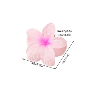Pink 4cm flower hair claw clip with 3D resin petals and dimensions for women