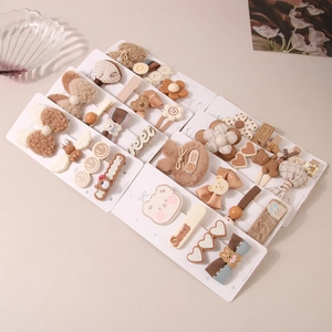 Lot de 4 barrettes à cheveux style coréen avec ours en peluche et nœuds pour femmes