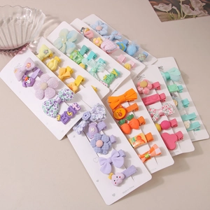 Kinder Niedlich Stoff Schleife Tier Blume Haarspangen Handgefertigte Cartoon Harz Haarnadeln Süßer Haarschmuck Für Mädchen