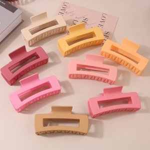 Set of eight 10.5cm matte rectangular hair claws in warm tones for women styling