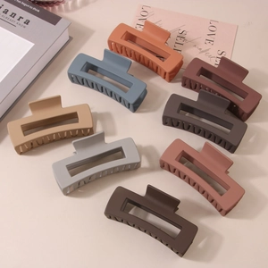 Women Large Rectangular Hair Claw Clip Simple Matte Frosted Geometric Hollow Non-slip Hair Clips Fashion Hair Accessories