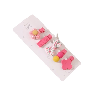 5-teiliges Set handgefertigter Haarspangen in Rosa mit Schleifen und Blumendetails