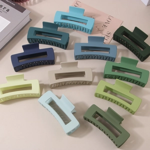 Matte rectangular hollow hair claws in 11 Morandi colors for minimalist styling