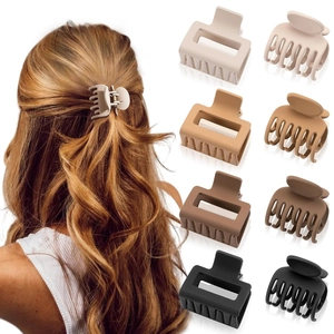 Matte Plastic Square Flower Hair Claw Clips 4cm Minimalist Geometric Hair Accessories For Women Daily Hair Styling