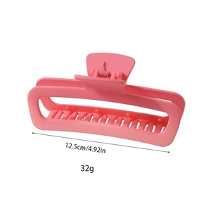 Matte hot pink rectangular hair claw clip for women with 12.5cm large hollow design