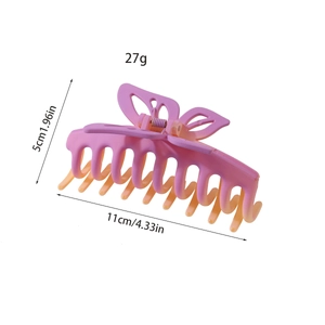 Large matte butterfly hair claw clip with pink and orange gradient finish for women