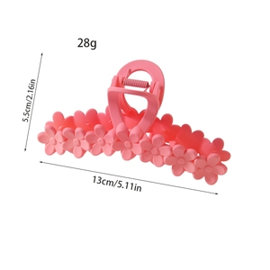 Pink matte flower hair claw clip with gradient design for women, size 13cm and 28g weight