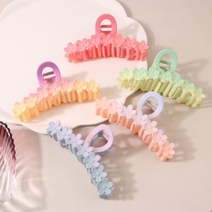 Five-piece matte flower hair claw set with sweet gradient colors and strong metal spring