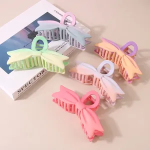 Grande Pince à Cheveux Noeud Dégradé Mat Elégante Pince Requin en Plastique Femmes Couleur Macaron Accessoires Cheveux