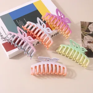 Matte Gradient Butterfly Hair Claw Clip For Women Large Dragon Bone Shark Clip Elegant Non-slip Matte Resin Hair Accessories
