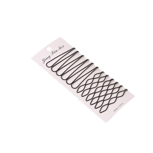 12-piece set of matte black seamless metal hair clips on white display card