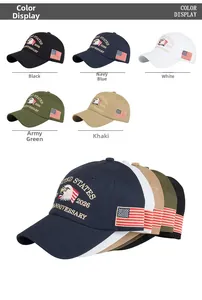 Detail showing various colors of the 2026 Anniversary embroidered cotton baseball cap