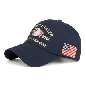 Embroidered Cotton Baseball Cap US Flag Eagle United States 250th Anniversary Adjustable Outdoor Sun Hat For Men Women