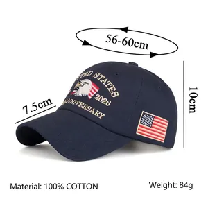 Dark blue 3D embroidered baseball cap with USA eagle design in 100% cotton fabric