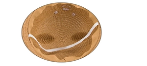 Vue détaillée de l'intérieur du chapeau en paille pour enfant avec sangle élastique