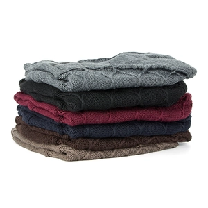 Winter cable knit beanie hats in six assorted colors with fleece lining for warmth