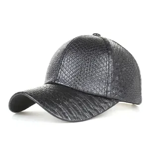 Crocodile Texture PU Leather Baseball Cap For Men Women Adjustable Fashion Sun Hat Casual Curved Brim Embossed Peak Hat