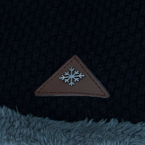 Bonnet en tricot d'hiver avec doublure polaire et patch flocon de neige pour hommes