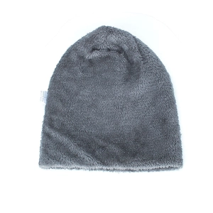 Bonnet d'hiver en tricot gris foncé pour hommes avec doublure polaire et écusson flocon
