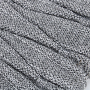 Winter thermal grey knitted beanie hat with thick AB yarn diamond pattern for men