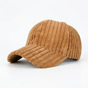 Corduroy Striped Baseball Cap Adjustable Outdoor Sun Hat For Men Women Casual Solid Color Curved Brim Ribbed Snapback Cap