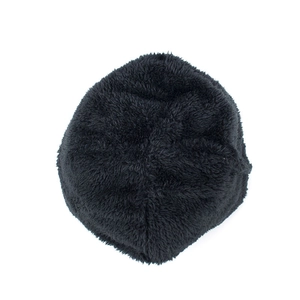 Winter thermal knit beanie hat with thick black faux fleece lining for outdoor warmth