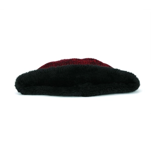 Winter thermal knit beanie hat for men with warm thick fleece lining and red-black mixed yarn