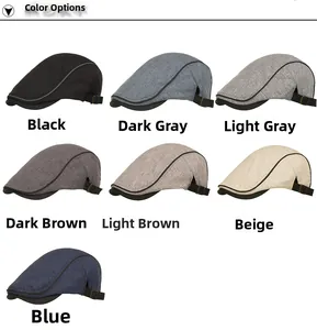 Flat caps available in seven colors including black, gray, coffee, beige, and blue