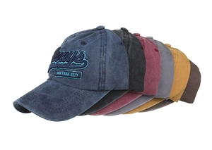 Stack of six vintage washed baseball caps with premium New York City letter embroidery