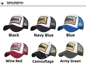 Mesh trucker caps in six colors with vintage Indian Skeleton embroidery patches