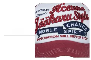 Close-up of premium 3D embroidery and patch design on breathable mesh baseball cap