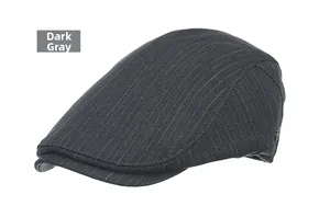 Detailed view of dark grey herringbone texture and metallic logo on the ivy cap