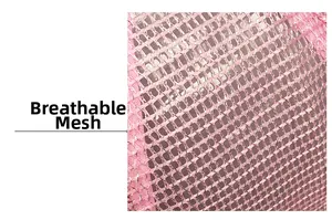 Close-up of pink breathable mesh fabric with honeycomb structure for baseball caps