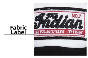 Close-up of vintage American style embroidery patch on a washed cotton baseball cap