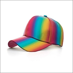 Close-up of holographic rainbow laser sun visor with metallic glossy finish